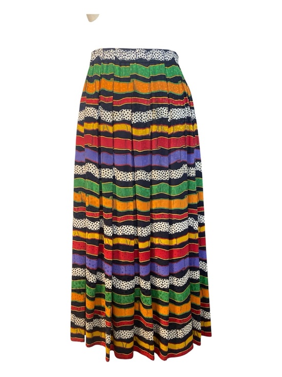 Anne Klein Dresses & Skirts - Anne Klein Multicolored Striped Maxi Skirt with Polka Dot Bands EUC S 100% Silk